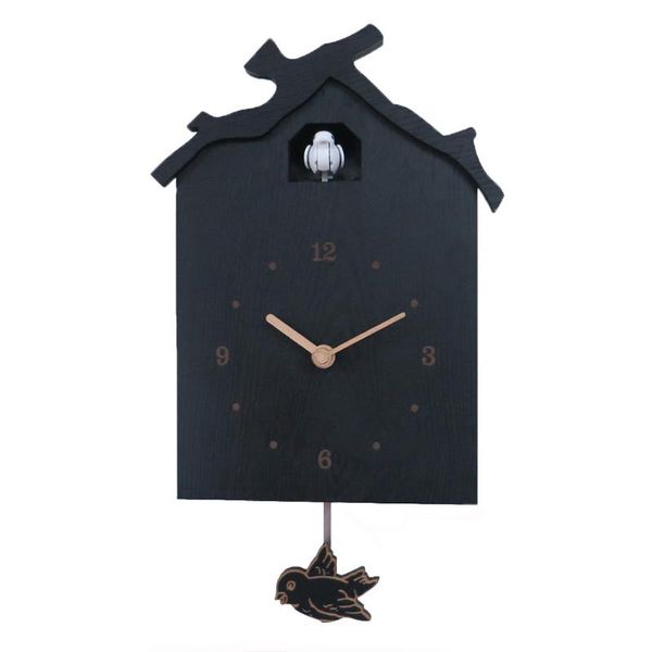 

wall clocks classic modern cuckoo clock black 3d simple timer pendulum watch wooden living room reloj pared home decoration eb50wc