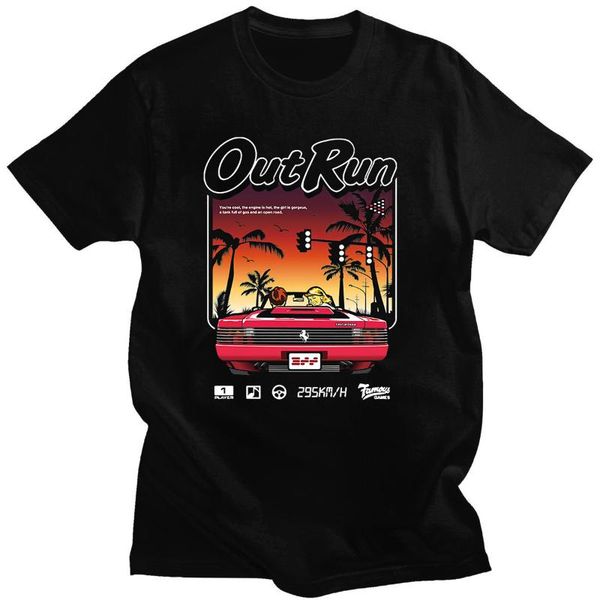 

men's t-shirts style tshirts arcade racing video game out run printed classic trip tees o-neck comfortable streetwears, White;black