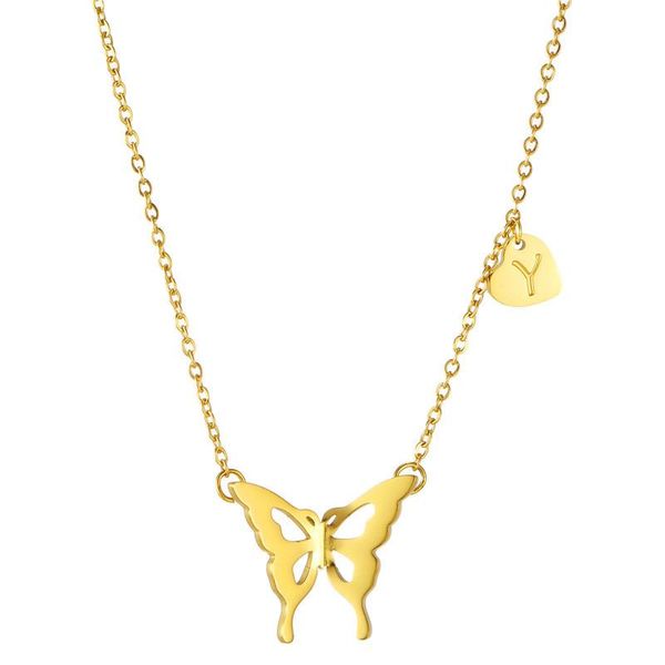 

pendant necklaces fashion cute butterfly necklace luxurious temperament stainless steel letter love 26 letters, Silver