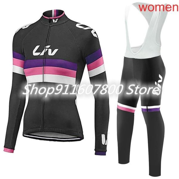 

team spring/autumn wiomens cycling long sleeves jersey bib shorts set sleeve outfits road racing clothing bicycle sets, Black;blue