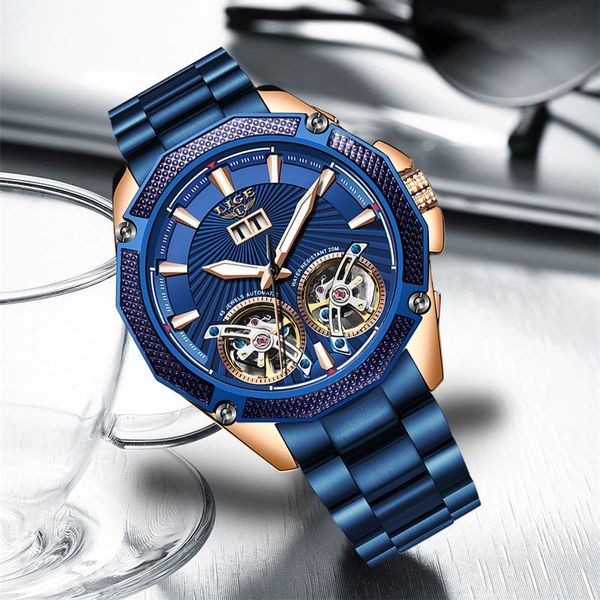 

wristwatches 2021 lige clock mens watches waterproof wrist watch men sport tourbillon mechanical reloj hombre+box, Slivery;brown