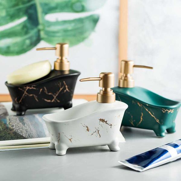 

liquid soap dispenser luxury ceramic shower gel pressure bottle marbling hand sanitizer shampoo lotion bathroom holder