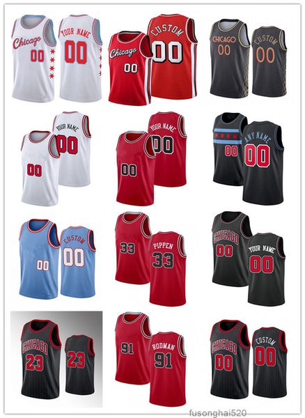 

75th custom mens womens chicago's bulls's 23 45 michael mj scottie 33 pippen dennis 91 rodman basketball jerseys, Black
