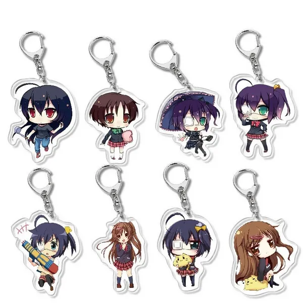 Takanashi Rikka Keychain Homem Cartoon Chaveiro Chaveiro Mulheres Cute Anime Pingente Keyring Para Calças Jóias Crianças Moda Metal Breloczek