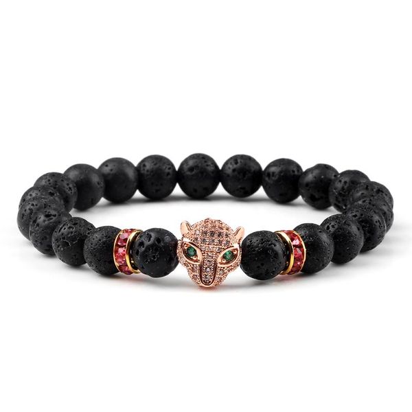 

beaded, strands men black lava healing balance beads bracelets reiki buddha prayer natural stone bracelet women leopard head bangle yoga jew