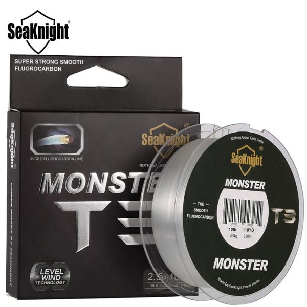 

seaknight fishing line t3 fluorocarbon 100m smooth monofilament leader lines 100% triple structure 3-18lb braid