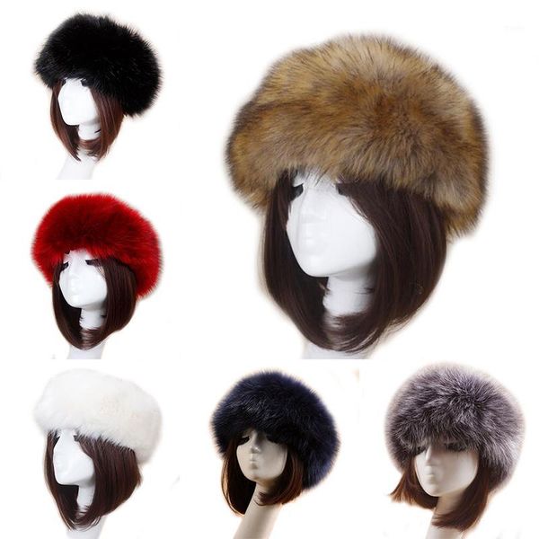 

beanies thick faux fake fur headwear euramerican winter ear warm ski hat plush head hair bands1