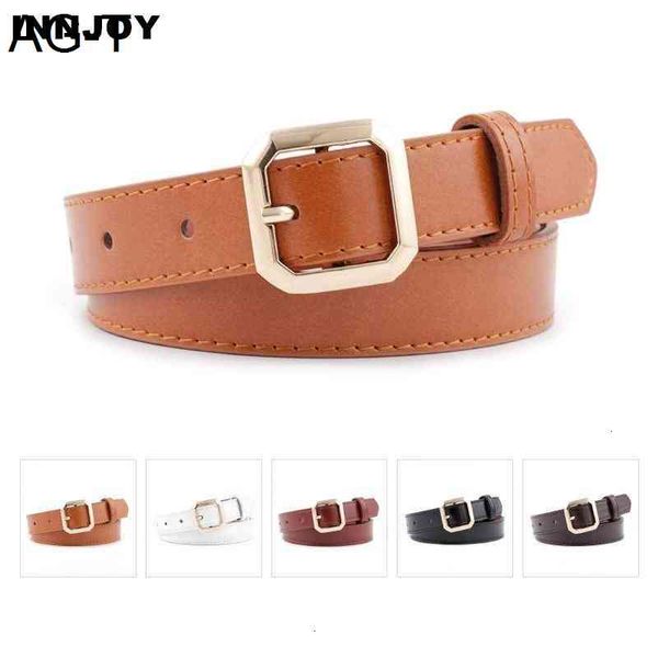 

2021 pu leather belt for women square buckle pin buckle jeans black belt chic brand fancy vintage strap female, Black;brown