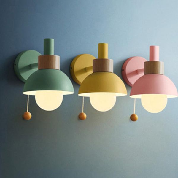 

wall lamp simple makaron wood lights modern bedroom bedside room decor