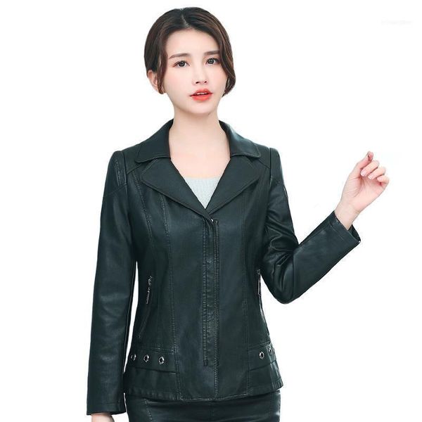 

women's leather & faux plus size 6xl spring autumn black jacket women casual soft short pu coat1
