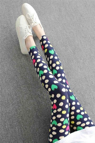 

flower printed slim womens leggings high elastic cotton pants multiple, Black