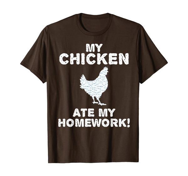 

my chicken ate my homework hen fowl back to school kid t-shirt, White;black