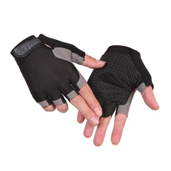 

cycling gloves half finger anti-slip weight lifting running fitness sports handwear, Black