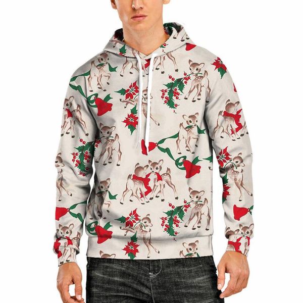 

men's hoodies & sweatshirts men autumn christmas printed loose versatile winter long sleeve coat plus size hoodie sweatshirt, Black