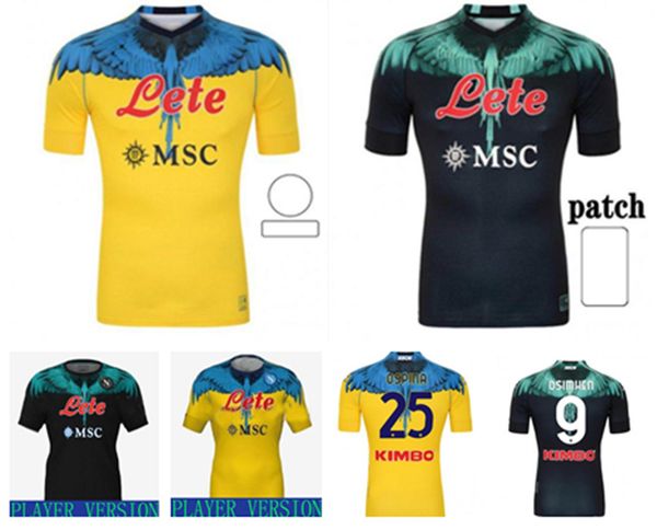 

2021 2022 napoli soccer jerseys home away fourth naples football shirt goalkeeper 20 21 meret manolas insigne lozano callejÃ³n milik mens #10, Black;yellow