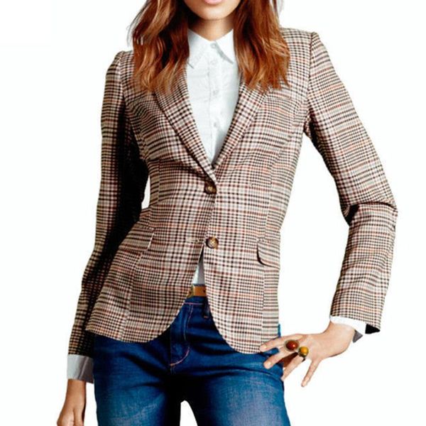 

women's suits & blazers plaid blazer autumn outwear women work wear female british style slim coat for ladies official, White;black