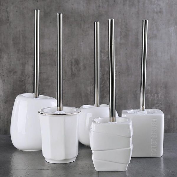 

toilet brushes & holders stainless steel cleaning tool pure white ceramic base brush holder ceramics bathroom accessories set