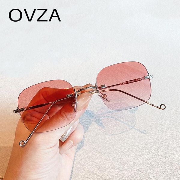 

rimless men sunglasses brand designer fashion luxury sunglass womens rectangle style oculos feminino s5048, White;black