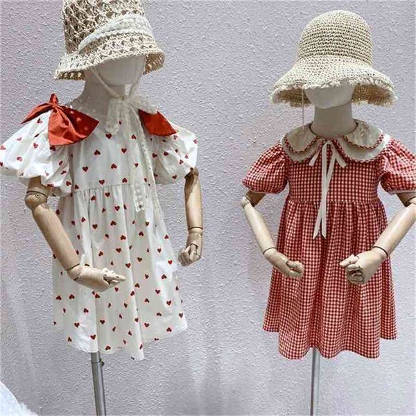 

summer arrival girls dot dress kids korean design cotton es clothes 210528, Red;yellow