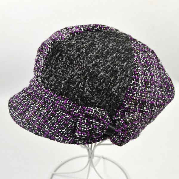 

hat female knitting wool duck tongue beret autumn winter rabbit hair middle aged and old people's ear protection hat, Blue;gray