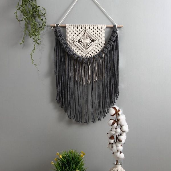 

tapestries boho chic macrame wall hanging handmade woven tassel art cotton ornaments tapestry decor for home