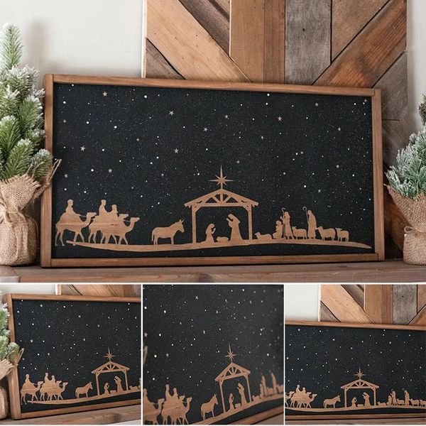 

christmas decorations nativity scene sign farmhouse decor unique wise men wood xmas ornament sale