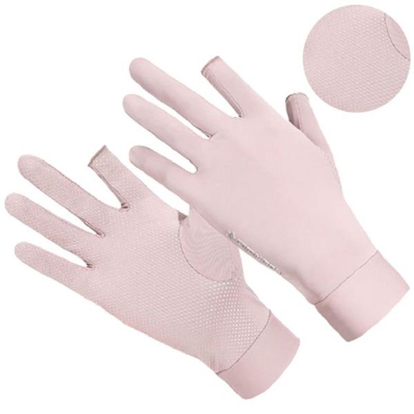 

cycling gloves ice silk non-slip fishing anti-ultraviolet breathable sweat-absorbent sports leisure five-finger, Black