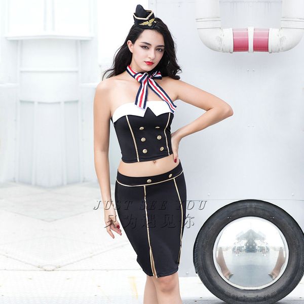 

lingerie uniform temptation intelligent stewardess home suit, Red;black