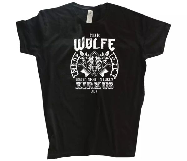 

wolf break in not in your circus auf-wikinger german t-shirt s-3xl, White;black