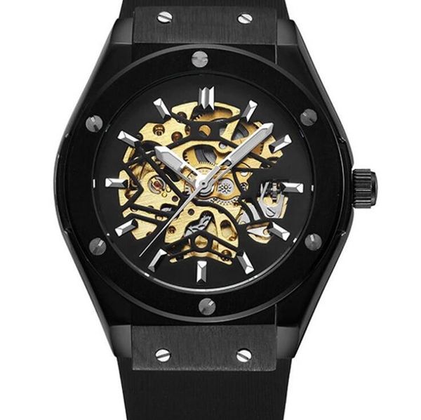 

sewor mechanical watch automatic movement rubber belt men's sport style fashion watches sew13, Slivery;brown