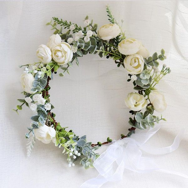 

headpieces ins forest flowers bridal wreath headdress holiday accessories wedding pography po green plants hair, Silver