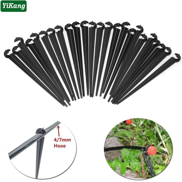 

50-200pcs 4/7mm hose holder auto drip irrigation tubing fixed stem greenhouse flowerpot micro c-type support watering equipments