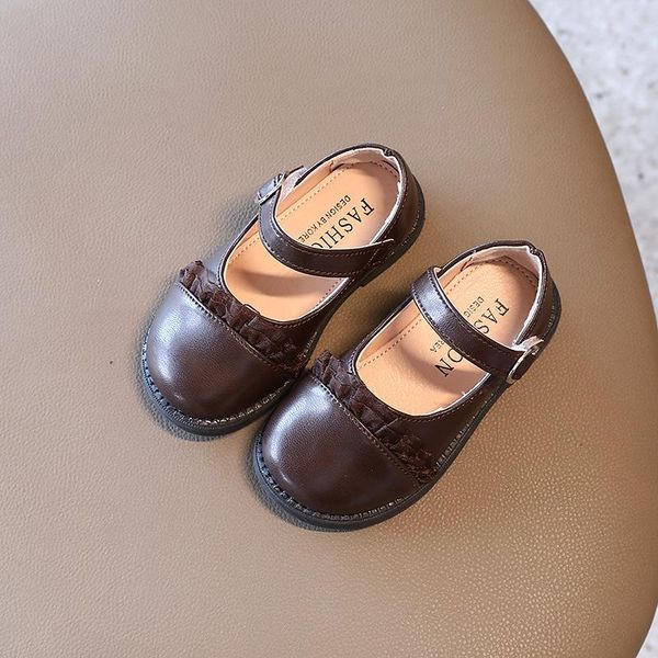 

flat shoes kid' girls leather autumn comfortable brown fashion lace baby party princess dress mary jane toddler, Black;grey