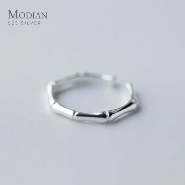 Anel de slub engraçado para mulheres 925 plantas lustrosas de prata esterlina aberta anéis de finge de finge de moda bijoux 210707