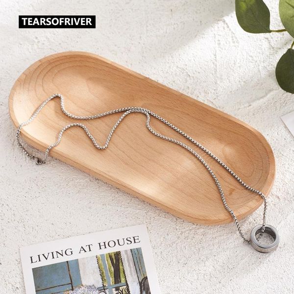 

tearsofriver stainless steel fashion necklace gothic sweater chain hip hop choker men goth jewelry 2021 wholesale pendant necklaces, Silver