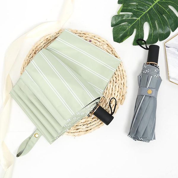 

umbrellas stripe candy color waterproof sun protection ultralight folding umbrella men women portable mini