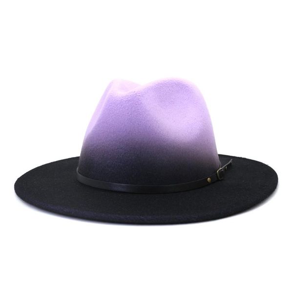

berets 2021 wholesale fashionable spray-painted woolen jazz panama felt fedora hat in autumn winter british classic and caps, Blue;gray