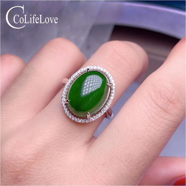 

cluster rings colife jewelry 925 silver jasper ring for party 12mm*16mm natural birthday gift wife jade, Golden;silver