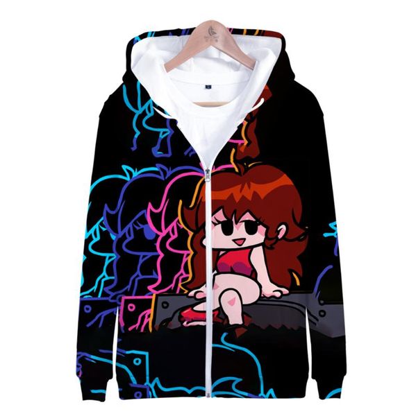 

men's hoodies & sweatshirts friday night funkin 3d zipper hoodie autumn/winter holiday passionate style boy/girl punk zip novelty hoode, Black