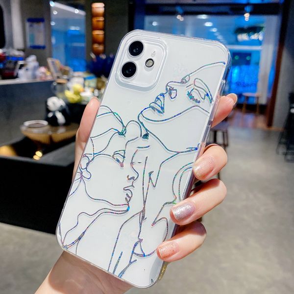 

line a couple electroplated double sided laminated imd phone cases for iphone 12 11 pro promax x xs max 7 8 plus