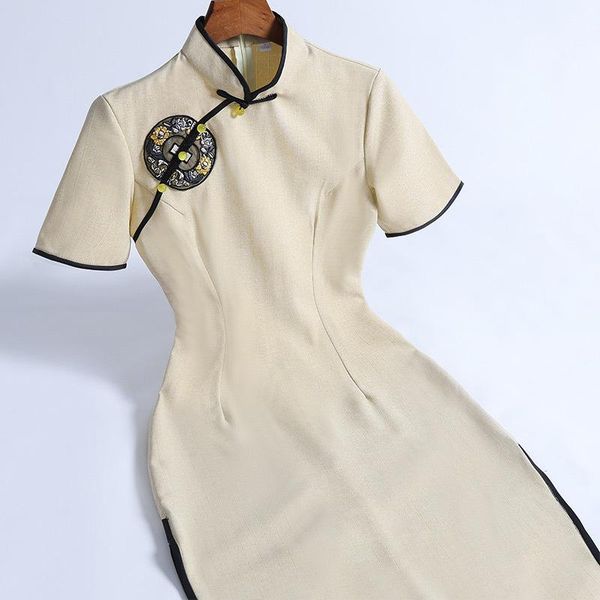 

ethnic clothing vintage solid slim cheongsams classic elegant oriental chinese dress women traditional mandarin collar qipao evening party g, Red