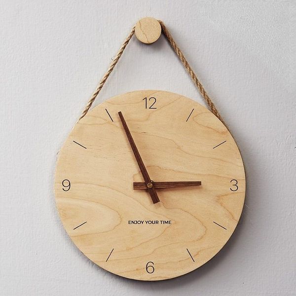

wall clocks luxury nordic minimalist clock living room silent wooden modern design reloj pared grande home decor ll50wc