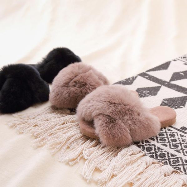 

slipper baby girls furry slippers infant cute plush fluffy children kid fur winter warm for kids, Black;grey