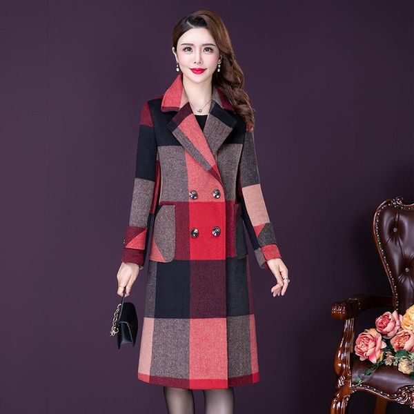 

women's wool & blends huageqing clothing 2021 lapel double breasted faced tweed coat, Black