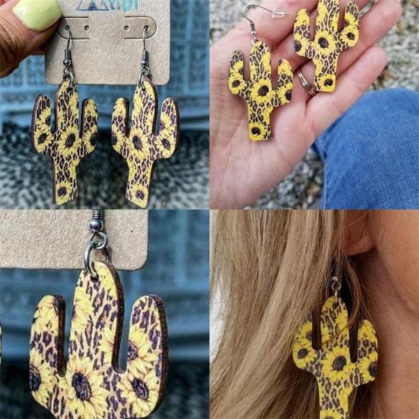 

sunflower cactus drop dangle earrings 2020 fashion jewelry ear studs charms women earring woodiness new pattern 4sp f2b, Silver