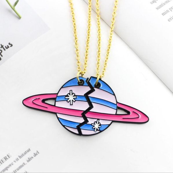 

pendant necklaces trend fewelry games double rows with the same necklace planet modeling friends lovers brothers to share, Silver