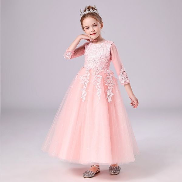 

2021 summer princess women lace children's performance dress devaako, White