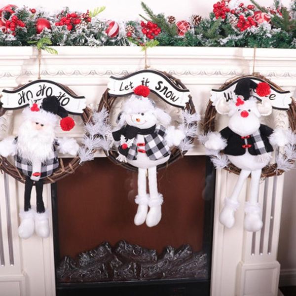 

arrival christmas wreath garland santa claus snowman toy doll hang decorations on the door decorative flowers & wreaths
