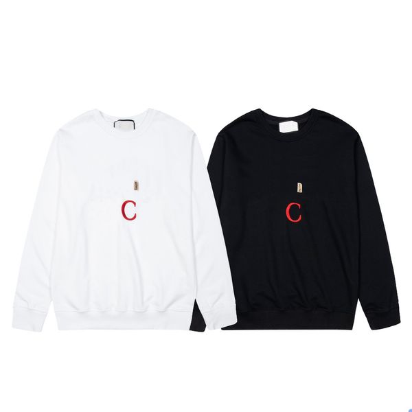 

men's sweater hoodie letter graphic embroidery new round neck long-sleeved jacket loose casual autumn and winter models xs, Black