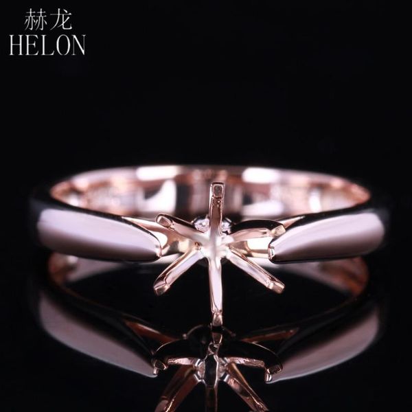 

cluster rings helon round cut 5.5-6.5mm solid 10k rose gold semi mount engagement wedding ring for women trendy fine jewelry gift, Golden;silver